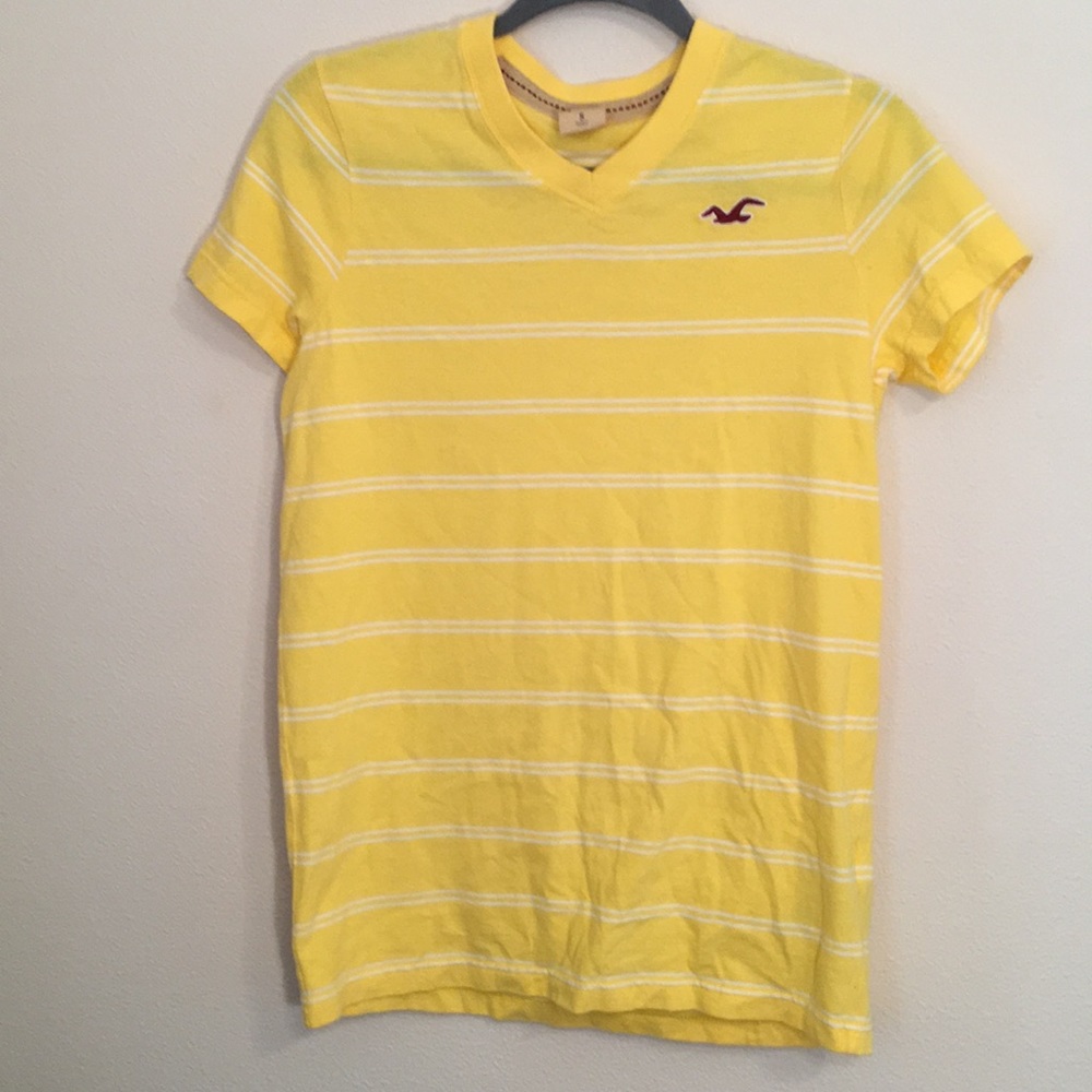 Hollister Cute Yellow Striped V-Neck